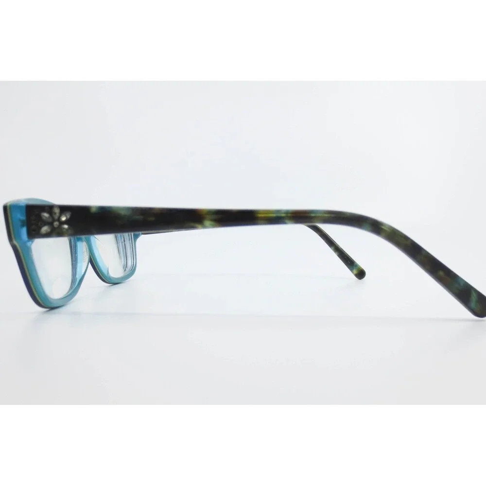 Vera Wang Eyeglasses Black Teal Tortoise Floral Rhinestone Frames 52-15-135